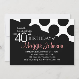 Polka Dot Modern 40. Geburtstag Einladung