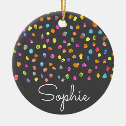 Polka dot moderne einfache Aquarellbezeichnung Wei Keramik Ornament (Vorne)