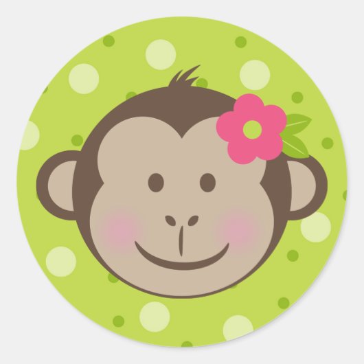 Polka Dot Monkey Goodie Bag Stickers (Vorderseite)