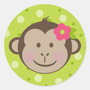 Polka Dot Monkey Goodie Bag Stickers