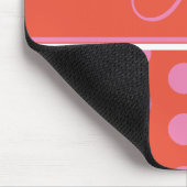 Polka Dot Monogram Script Rosa Orange Girly Stripe Mousepad (Ecke)