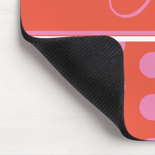 Polka Dot Monogram Script Rosa Orange Girly Stripe Mousepad (Ecke)