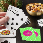 Polka dot monogramm Anfangsname Stilgrün Spielkarten (In Situ)