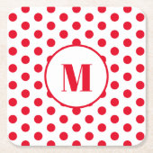Polka Dot Monogramm erste rote Punkte auf weiß Rechteckiger Pappuntersetzer (Vorderseite)