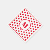 Polka Dot Monogramm erste rote Punkte auf weiß Serviette (Ecke)