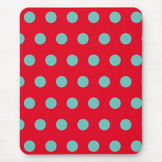 Polka Dot Mouse Pad (Red & Aqua) Mousepad (Vorne)