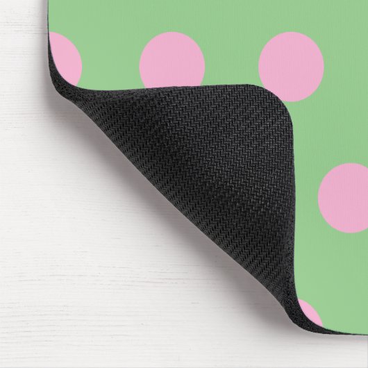 Polka Dot Mouse Pad (Sage Green & Pastel Pink) Mousepad (Ecke)