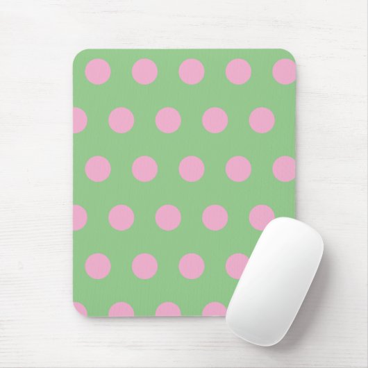 Polka Dot Mouse Pad (Sage Green & Pastel Pink) Mousepad (Mit Mouse)