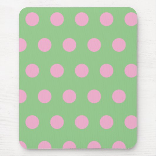 Polka Dot Mouse Pad (Sage Green & Pastel Pink) Mousepad (Vorne)