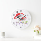 Polka Dot Mushrooms Große Wanduhr (Zuhause)
