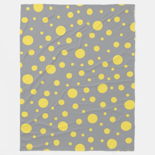 Polka Dot Muster Gelb Grau Fleecedecke (Vorderseite)