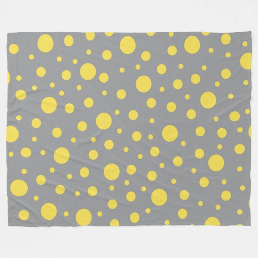 Polka Dot Muster Gelb Grau Fleecedecke (Vorderseite (Horizontal))