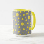Polka Dot Muster Gelb Grau Tasse (VorderseiteRechts)