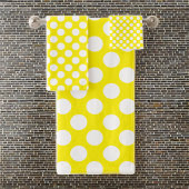 Polka Dot Muster Gelb: Groß weiß Badhandtuch Set