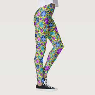 Polka Dot Muster in Pink Blue Aquamarin - Leggings