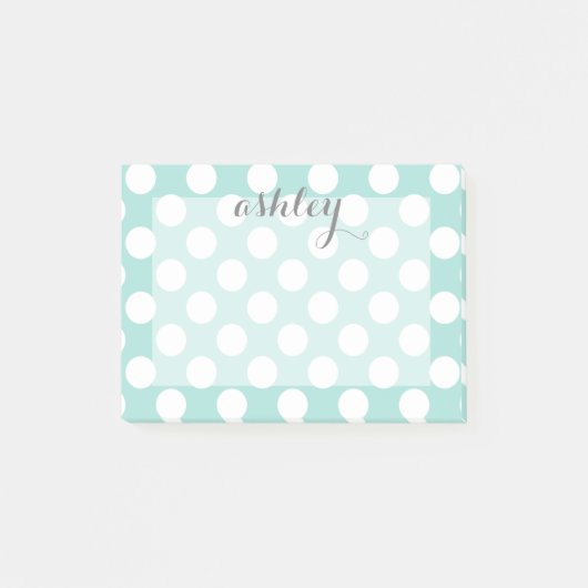 Polka Dot Muster mit Individuelle Name Post-it Klebezettel (Vorderseite)