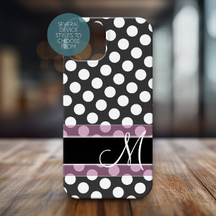 Polka Dot Muster mit Monogramm - Rosa und Schwarz Case-Mate iPhone Hülle