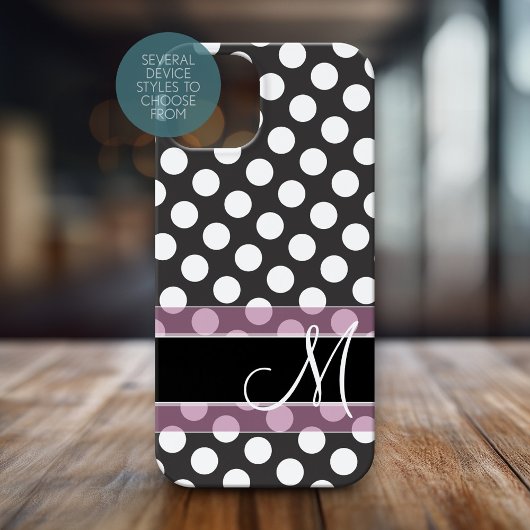 Polka Dot Muster mit Monogramm - Rosa und Schwarz Case-Mate iPhone Hülle