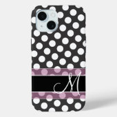 Polka Dot Muster mit Monogramm - Rosa und Schwarz Case-Mate iPhone Hülle (Rückseite)