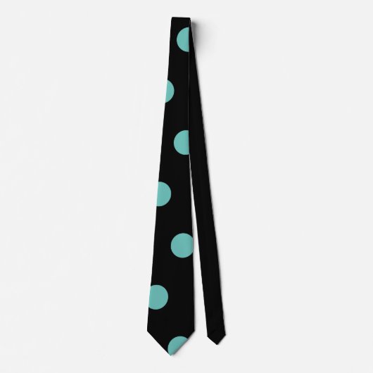 Polka Dot Neck Tie (Black & Aqua) Krawatte (Vorderseite)