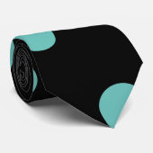 Polka Dot Neck Tie (Black & Aqua) Krawatte (Gerollt)