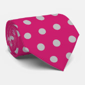 Polka Dot Neck Tie (Hot Pink & Gray) Krawatte (Gerollt)