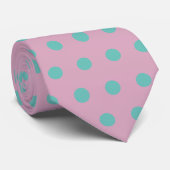 Polka Dot Neck Tie (Pink & Aqua) Krawatte (Gerollt)