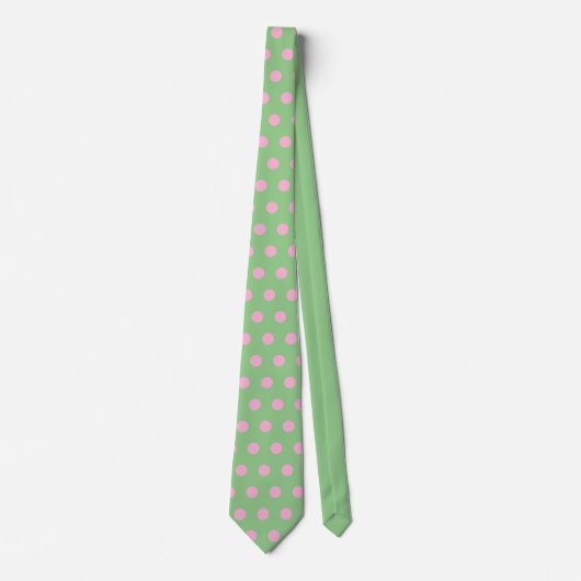Polka Dot Neck Tie (Sage Green & Pastel Pink) Krawatte (Vorderseite)