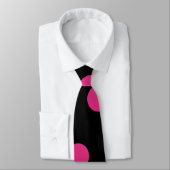 Polka Dot Neck Tie (Schwarz & Neon Pink) Krawatte (Gebunden)