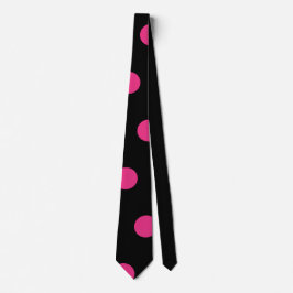 Polka Dot Neck Tie (Schwarz & Neon Pink) Krawatte
