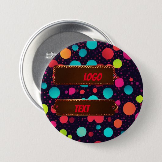 Polka dot neon farbiges Illustrationslogo Button (Vorne & Hinten)