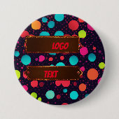 Polka dot neon farbiges Illustrationslogo Button (Vorderseite)