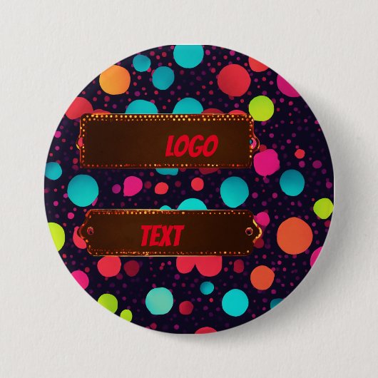 Polka dot neon farbiges Illustrationslogo Button (Vorderseite)