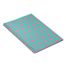 Polka Dot Notebook (Aqua & Pink) Notizblock