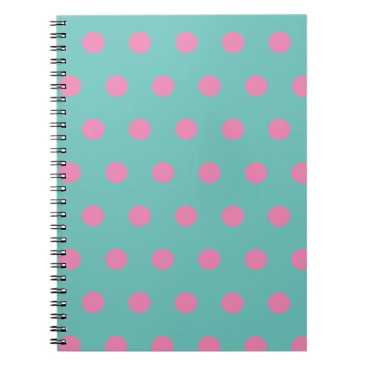 Polka Dot Notebook (Aqua & Pink) Notizblock (Vorderseite)