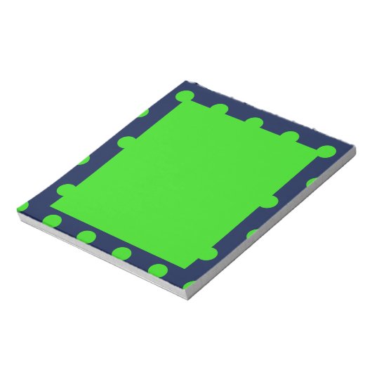 Polka Dot Notepad (Navy Blue & Lime Green) Notizblock (Rotiert)