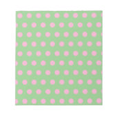 Polka Dot Notepad (Seite Grün und Pastellrosa) Notizblock (Vorderseite)