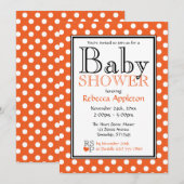 Polka Dot Orange Babydusche Einladungen (Vorne/Hinten)