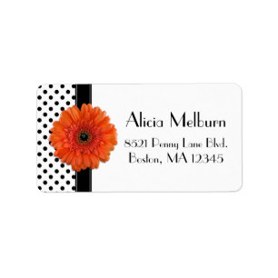 Polka Dot Orange Daisy Personalisiert Address Labe Adressaufkleber
