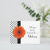 Polka Dot Orange Daisy Rezept Card für die Bride Postkarte (Stehend Vorderseite)
