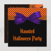 Polka Dot Orange Lila Black Halloween Einladung (Vorne/Hinten)