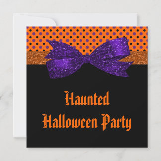 Polka Dot Orange Lila Black Halloween Einladung