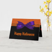 Polka Dot Orange Lila Black Halloween Karte (Gelbe Blume)