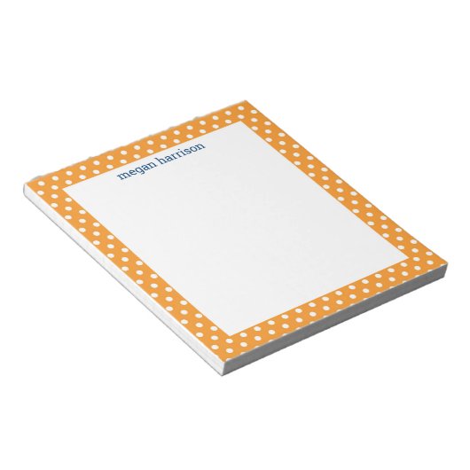 Polka Dot Orange Personalisiert Notepad Notizblock (angewinkelt)