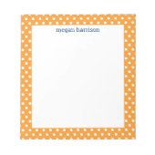 Polka Dot Orange Personalisiert Notepad Notizblock (Vorderseite)