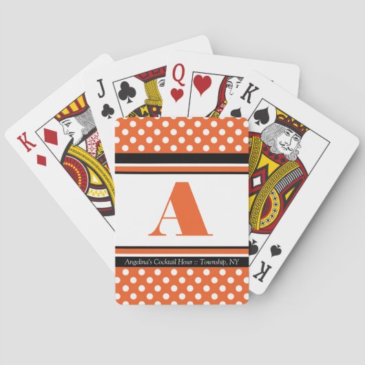 Polka Dot Orange Personalisierte Spielkarten (Rückseite)