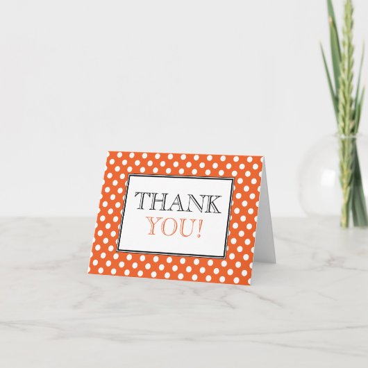 Polka Dot Orange & White Dankeschön Karte (Vorderseite)