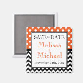 Polka Dot Orange & Zickzack Save the Date Magnet (Vorderseite/Rückseite)