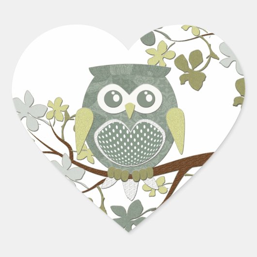 Polka Dot Owl in Tree Herz-Aufkleber (Vorderseite)