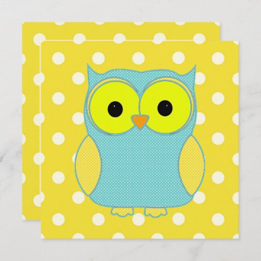 Polka Dot Owl V2 Geburtstag Einladung (Vorne/Hinten)